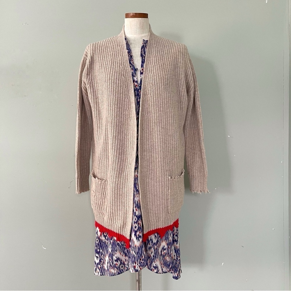 Zadig & Voltaire Rita Open front Soft ribbed cardigan in tan preowned XS